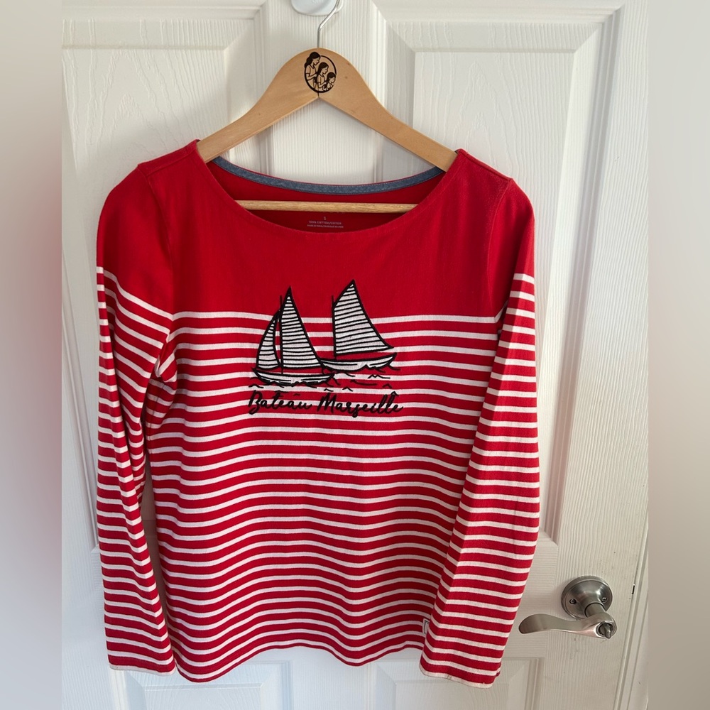 Talbots Red and White Striped Women’s Long Sleeve Tee size small